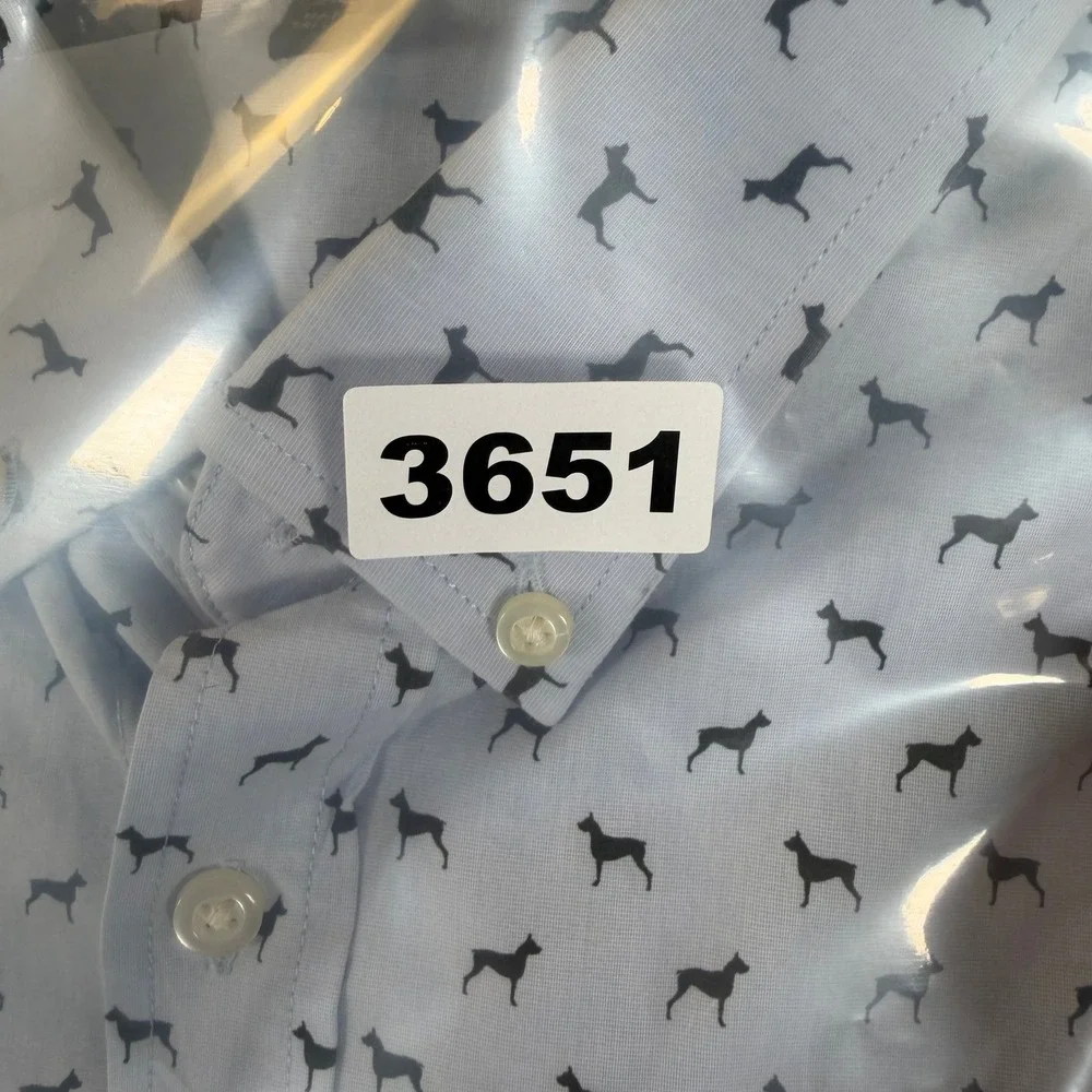 Banana Republic Mens Large Slim Flex Fit Tech Cotton Doberman Dog Shirt #3651